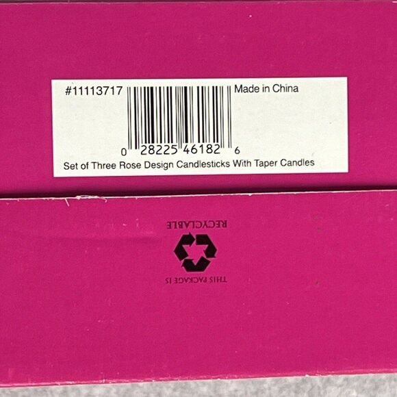 MACYS Candle Holders Ceramic Rose Dinner Set 3 + Candles Christmas Holiday NEW - Picture 11 of 11